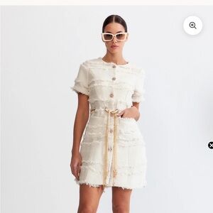 Sierra Darien Elegant Cream Tweed Dress brand new with belt